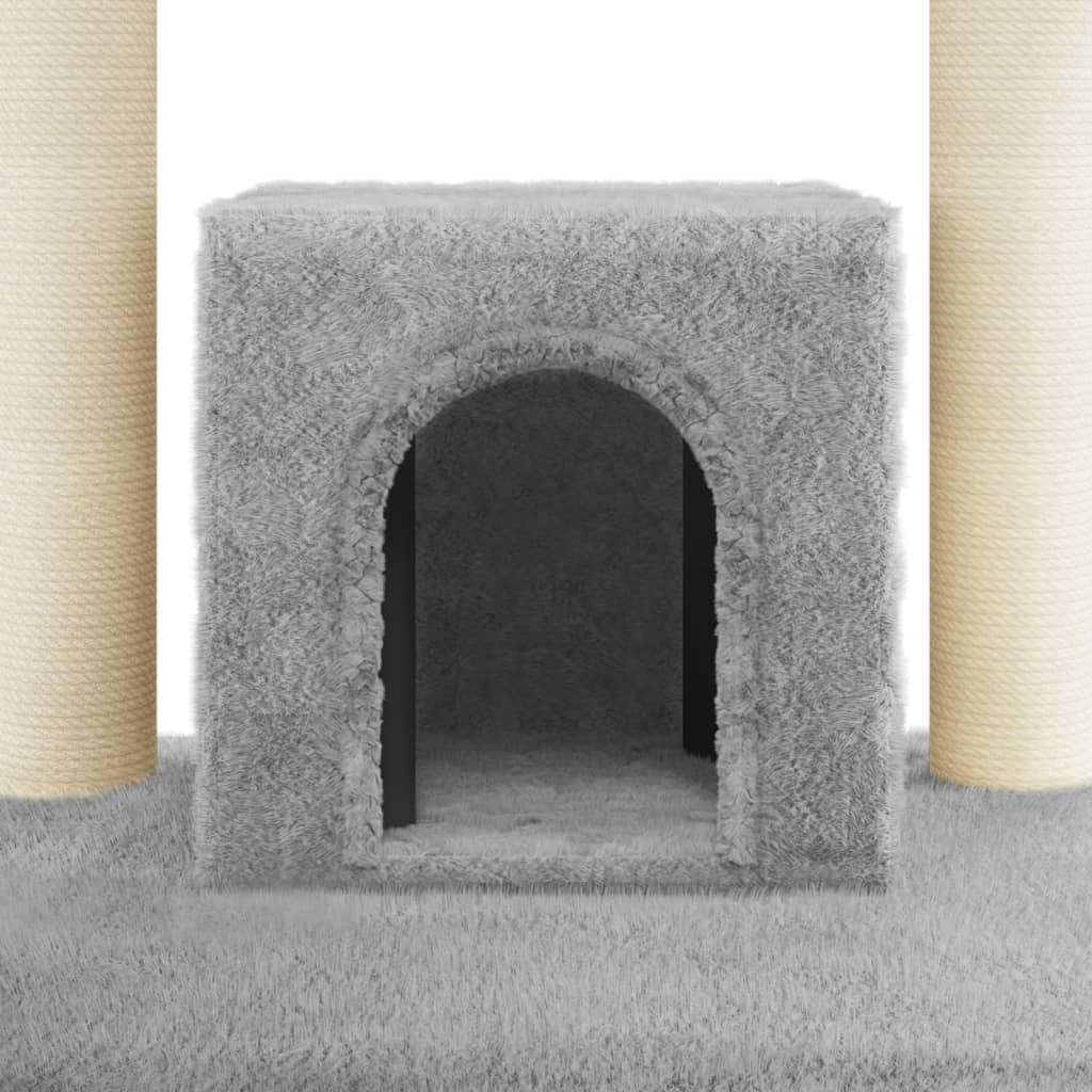 vidaXL Ansamblu pisici, stâlpi din funie sisal, gri deschis, 110 cm vidaXL Ansamblu pisici, stâlpi din funie sisal, gri deschis, 110 cm