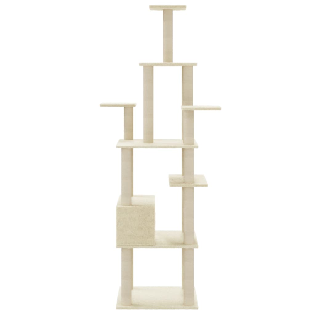 vidaXL Ansamblu pisici cu stâlpi din funie de sisal, crem, 183 cm vidaXL Ansamblu pisici cu stâlpi din funie de sisal, crem, 183 cm