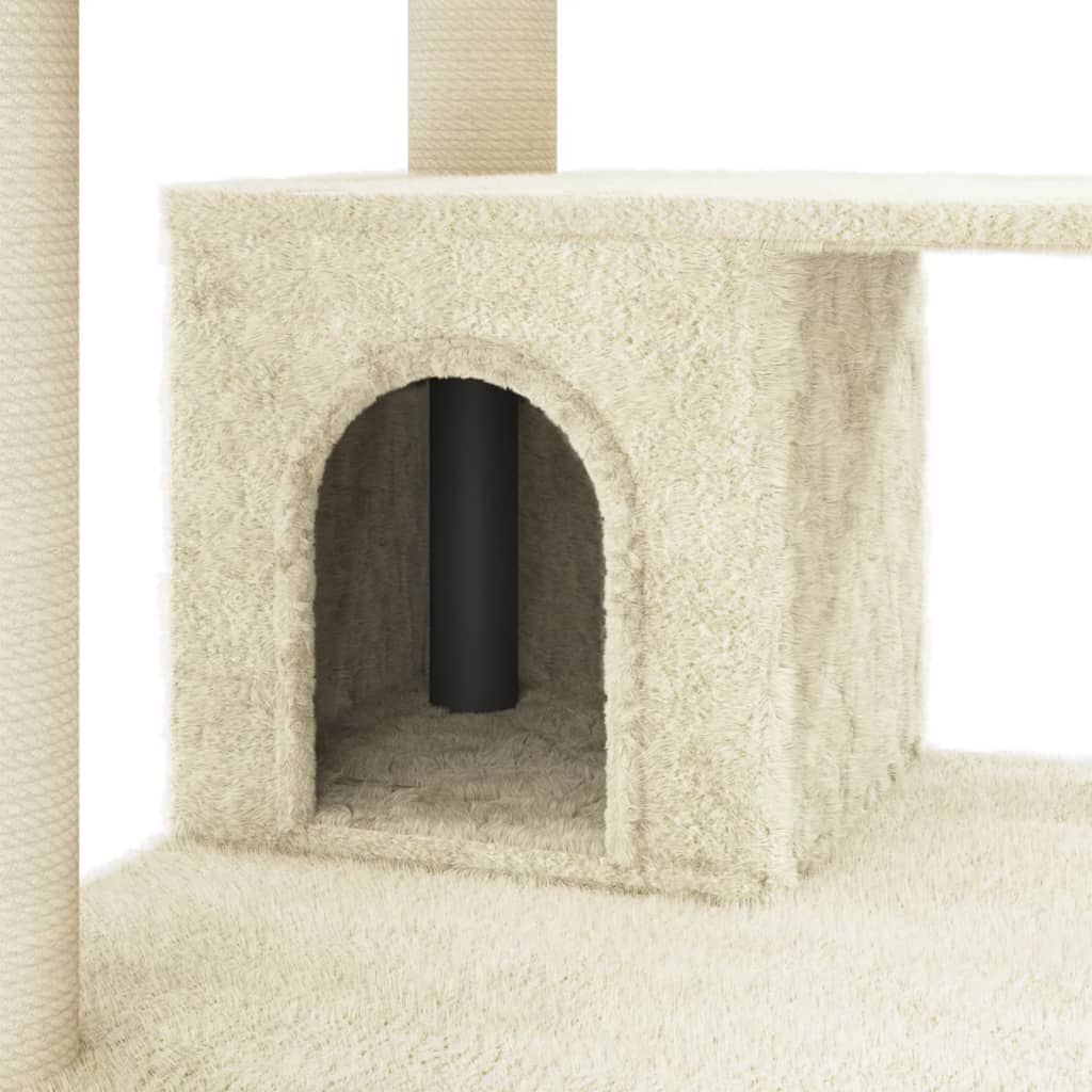 vidaXL Ansamblu pisici cu stâlpi din funie de sisal, crem, 183 cm vidaXL Ansamblu pisici cu stâlpi din funie de sisal, crem, 183 cm