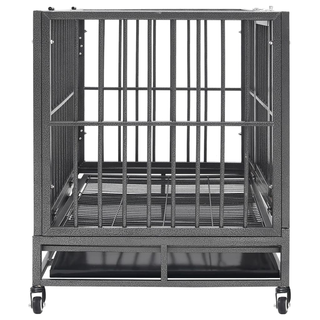 vidaXL Cușcă de câini cu roți, 102x72x85 cm, oțel vidaXL Cușcă de câini cu roți, 102x72x85 cm, oțel