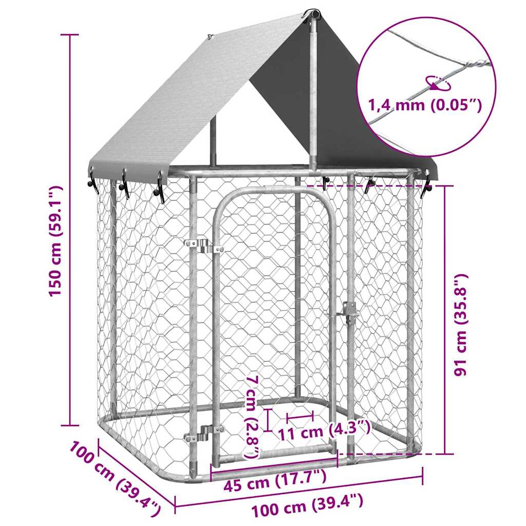 vidaXL Padoc pentru câini de exterior, cu acoperiș, 100x100x150 cm vidaXL Padoc pentru câini de exterior, cu acoperiș, 100x100x150 cm