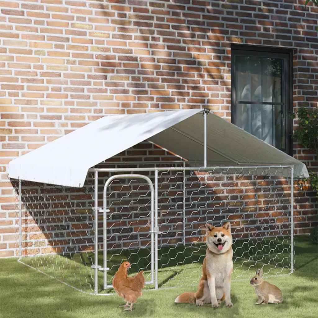 vidaXL Padoc pentru câini de exterior, cu acoperiș, 200x200x150 cm vidaXL Padoc pentru câini de exterior, cu acoperiș, 200x200x150 cm