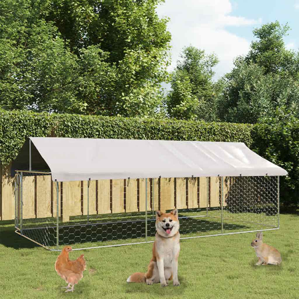 vidaXL Padoc pentru câini de exterior, cu acoperiș, 400x200x150 cm vidaXL Padoc pentru câini de exterior, cu acoperiș, 400x200x150 cm