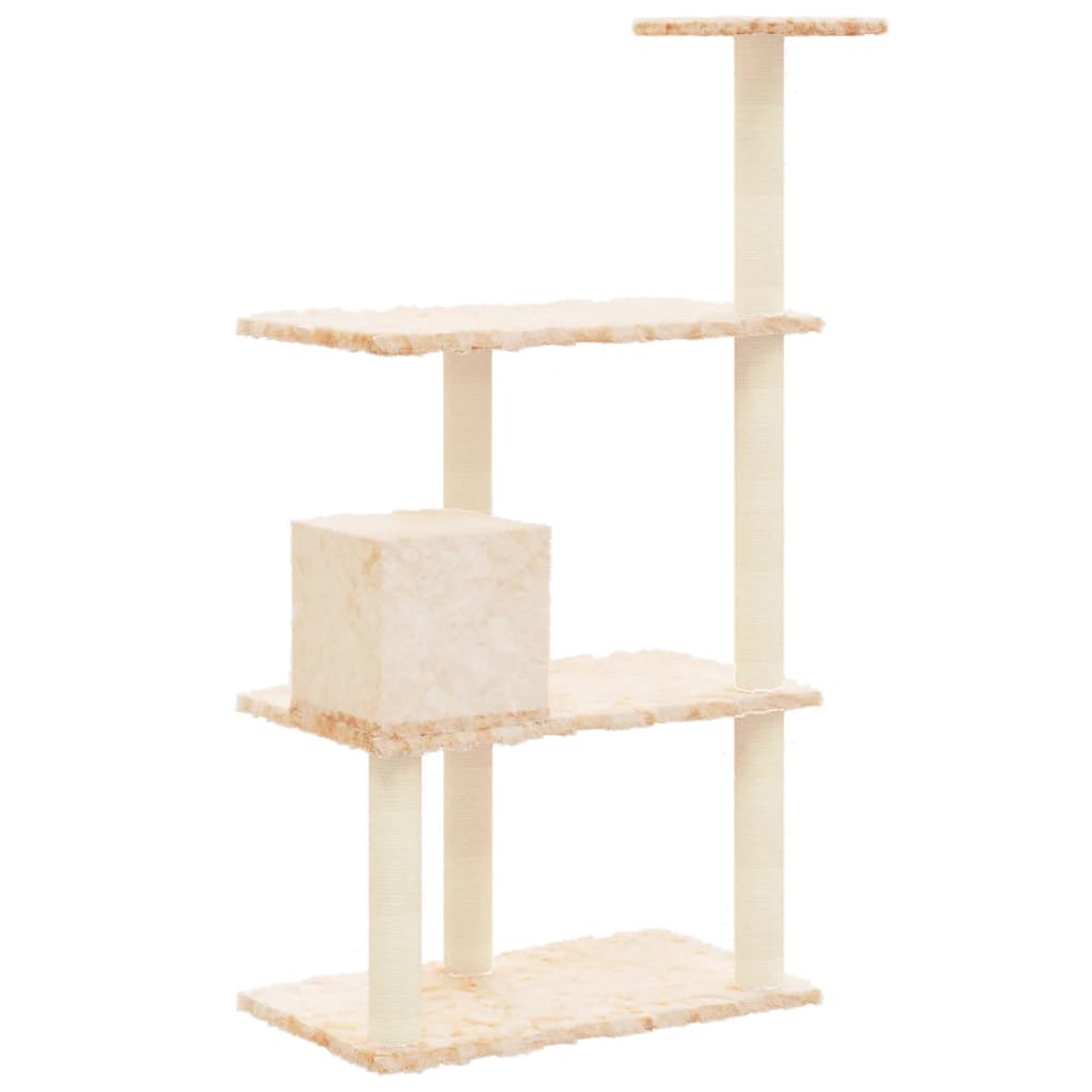 vidaXL Ansamblu de pisici cu stâlpi din funie de sisal, crem, 119 cm vidaXL Ansamblu de pisici cu stâlpi din funie de sisal, crem, 119 cm
