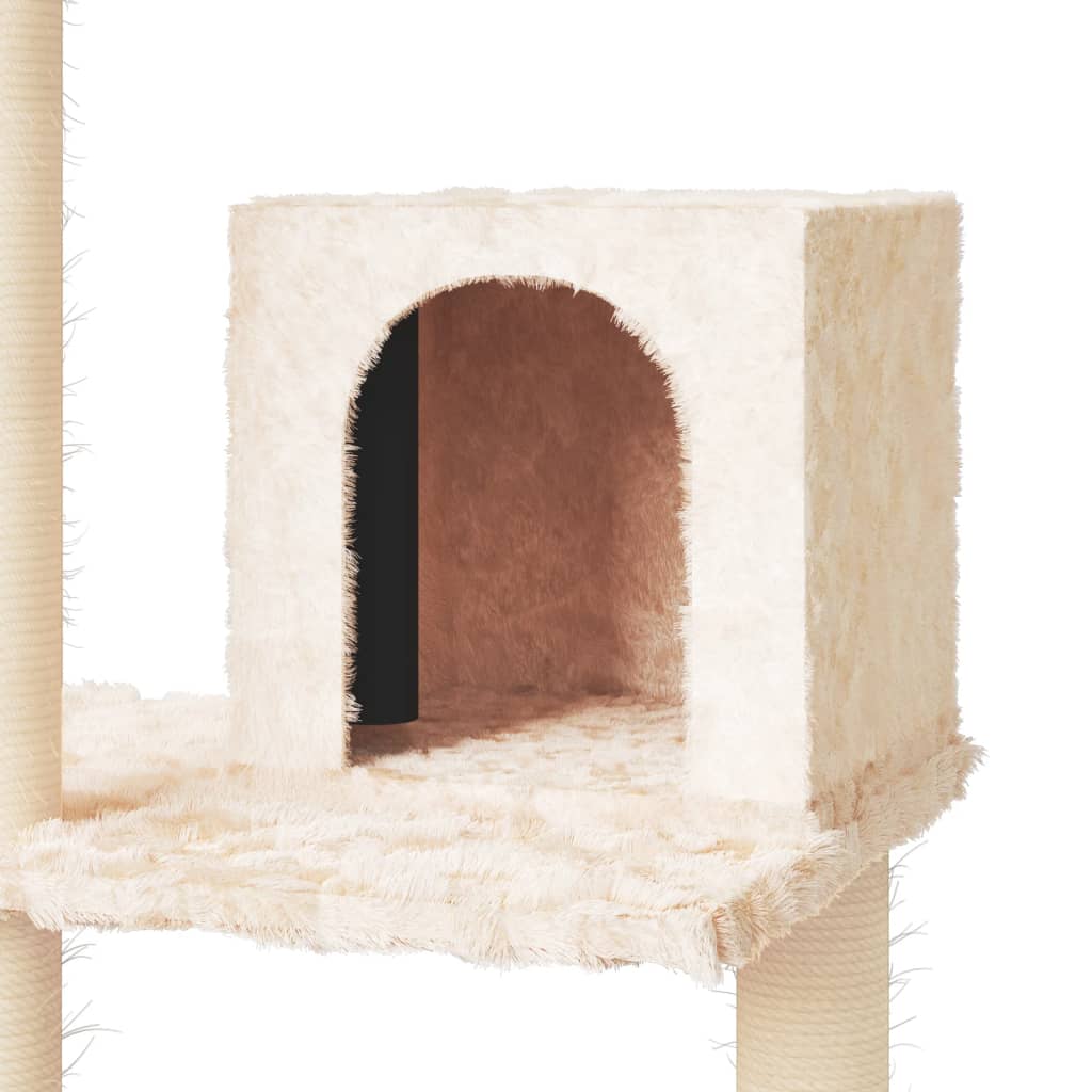 vidaXL Ansamblu de pisici cu stâlpi din funie de sisal, crem, 119 cm vidaXL Ansamblu de pisici cu stâlpi din funie de sisal, crem, 119 cm