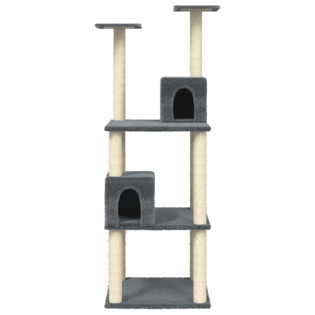 vidaXL Ansamblu pisici cu stâlpi din funie de sisal, gri închis 141 cm vidaXL Ansamblu pisici cu stâlpi din funie de sisal, gri închis 141 cm
