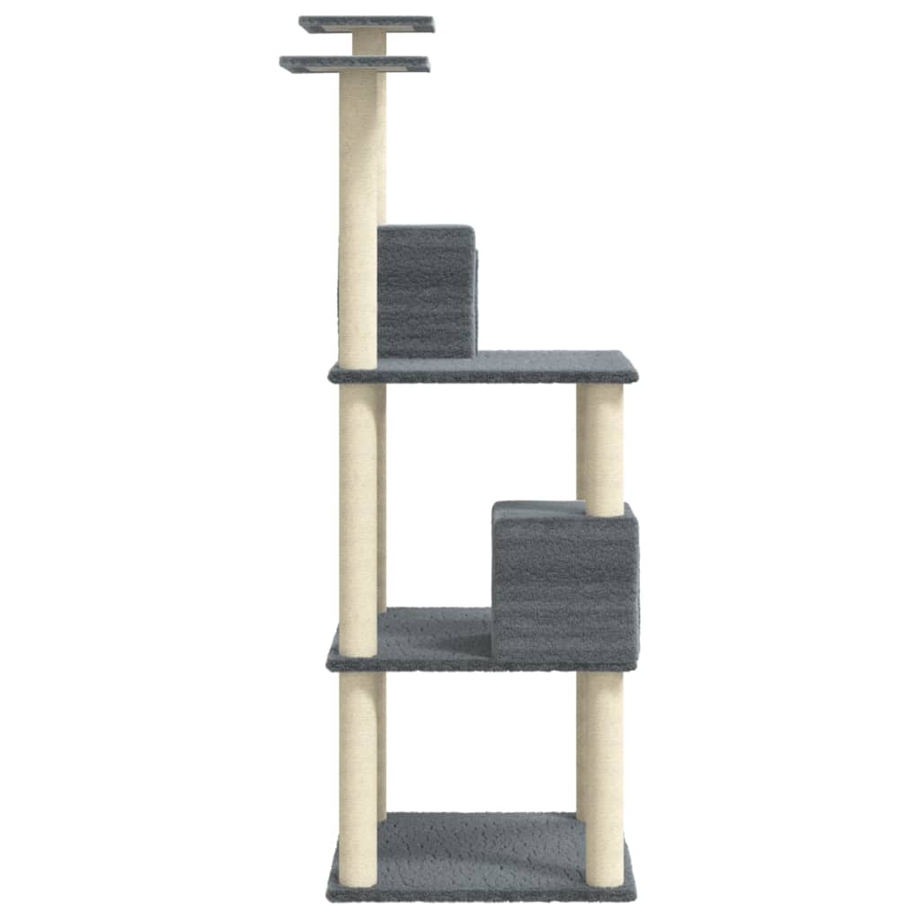 vidaXL Ansamblu pisici cu stâlpi din funie de sisal, gri închis 141 cm vidaXL Ansamblu pisici cu stâlpi din funie de sisal, gri închis 141 cm