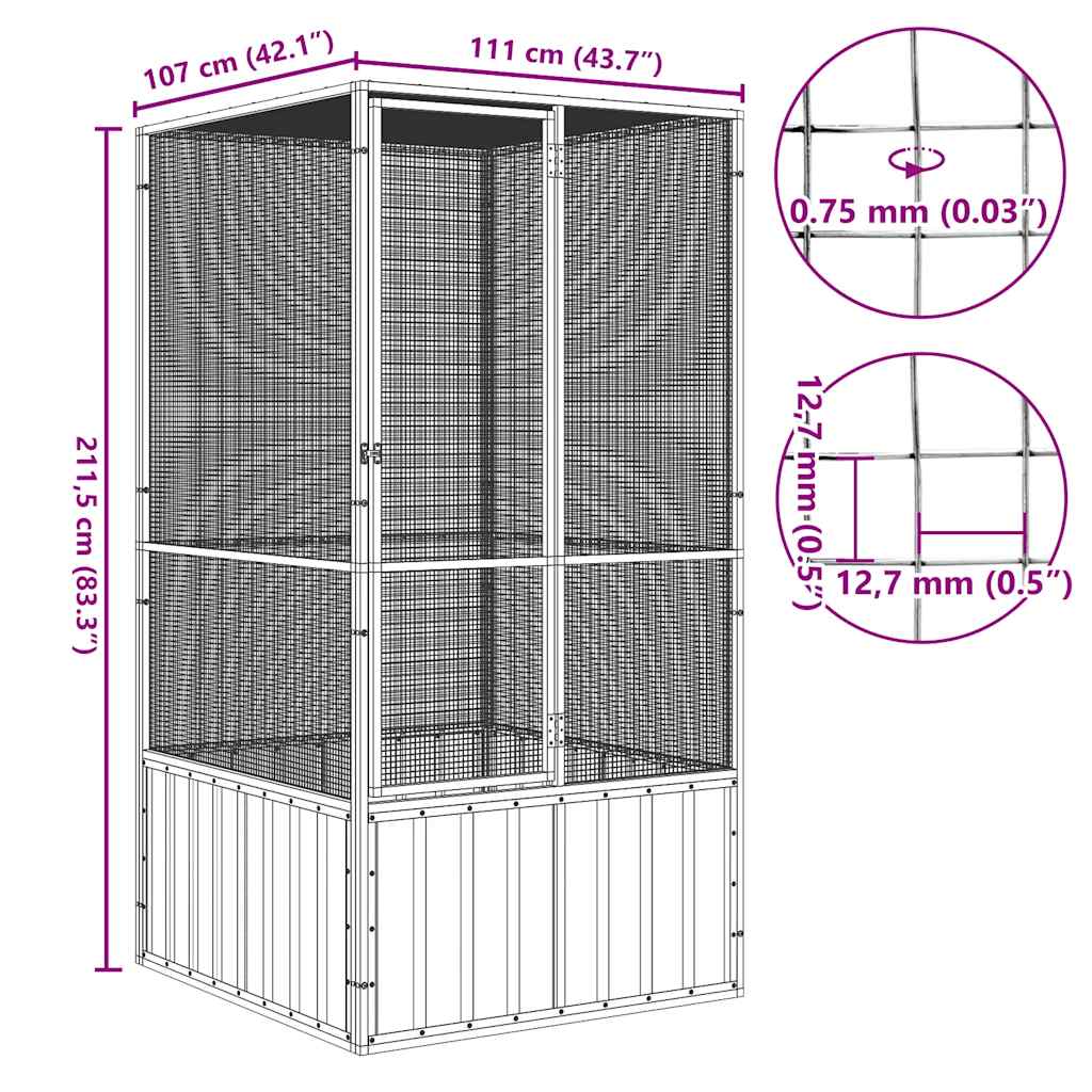 vidaXL Colivie pentru păsări antracit 111x107x211,5 cm oțel galvanizat vidaXL Colivie pentru păsări antracit 111x107x211,5 cm oțel galvanizat