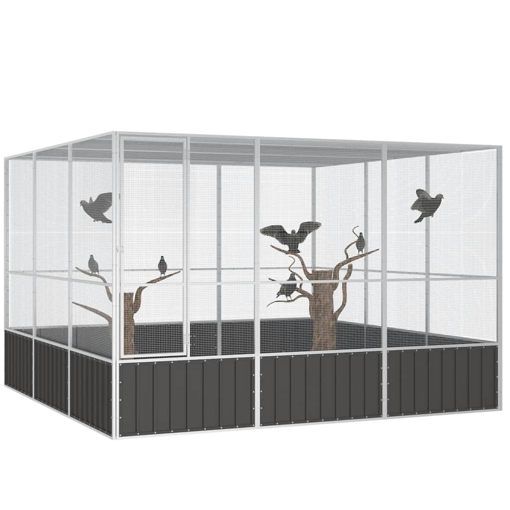 vidaXL Colivie păsări antracit 302,5x324,5x211,5 cm cm oțel galvanizat vidaXL Colivie păsări antracit 302,5x324,5x211,5 cm cm oțel galvanizat