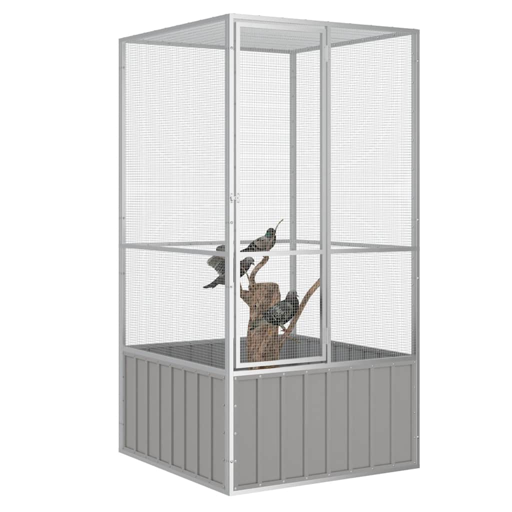 vidaXL Colivie pentru păsări gri 111x107x211,5 cm oțel galvanizat vidaXL Colivie pentru păsări gri 111x107x211,5 cm oțel galvanizat