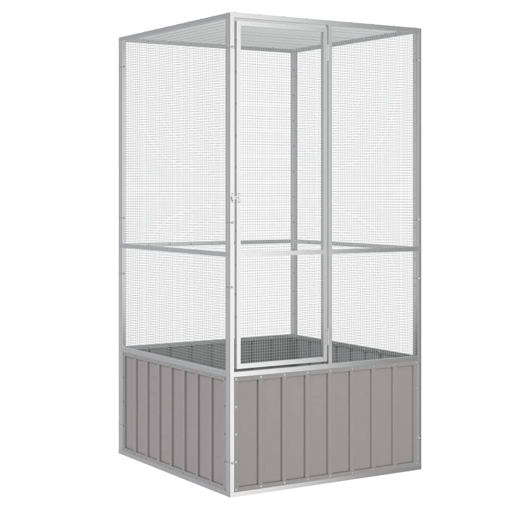 vidaXL Colivie pentru păsări gri 111x107x211,5 cm oțel galvanizat vidaXL Colivie pentru păsări gri 111x107x211,5 cm oțel galvanizat