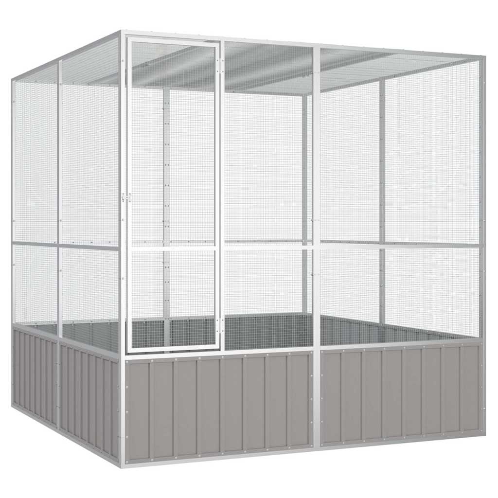 vidaXL Colivie pentru păsări gri 213,5x217,5x211,5 cm oțel galvanizat vidaXL Colivie pentru păsări gri 213,5x217,5x211,5 cm oțel galvanizat
