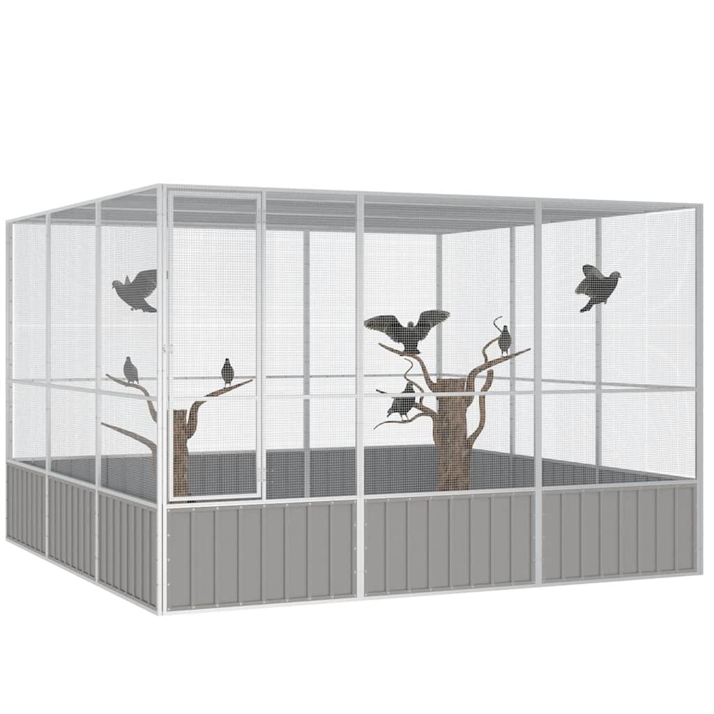 vidaXL Colivie pentru păsări gri 302,5x324,5x211,5 cm oțel galvanizat vidaXL Colivie pentru păsări gri 302,5x324,5x211,5 cm oțel galvanizat