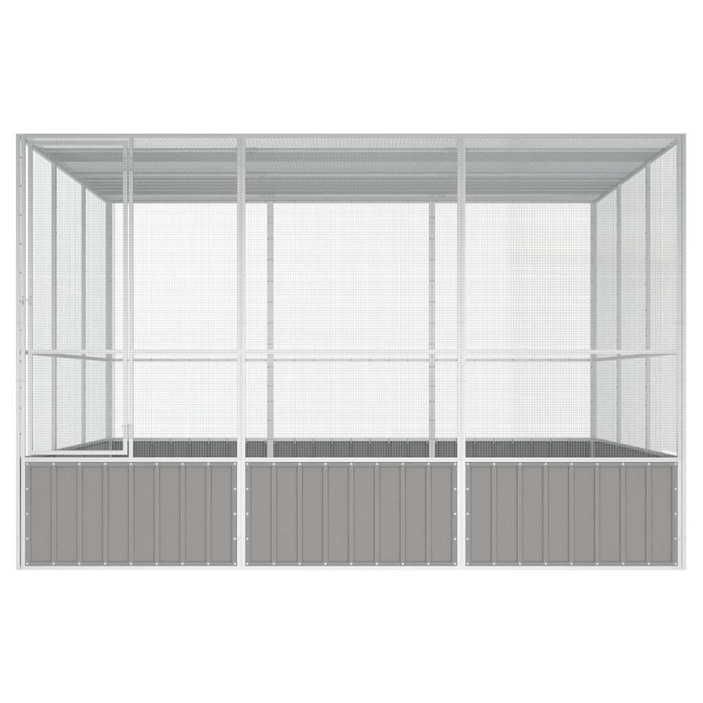 vidaXL Colivie pentru păsări gri 302,5x324,5x211,5 cm oțel galvanizat vidaXL Colivie pentru păsări gri 302,5x324,5x211,5 cm oțel galvanizat