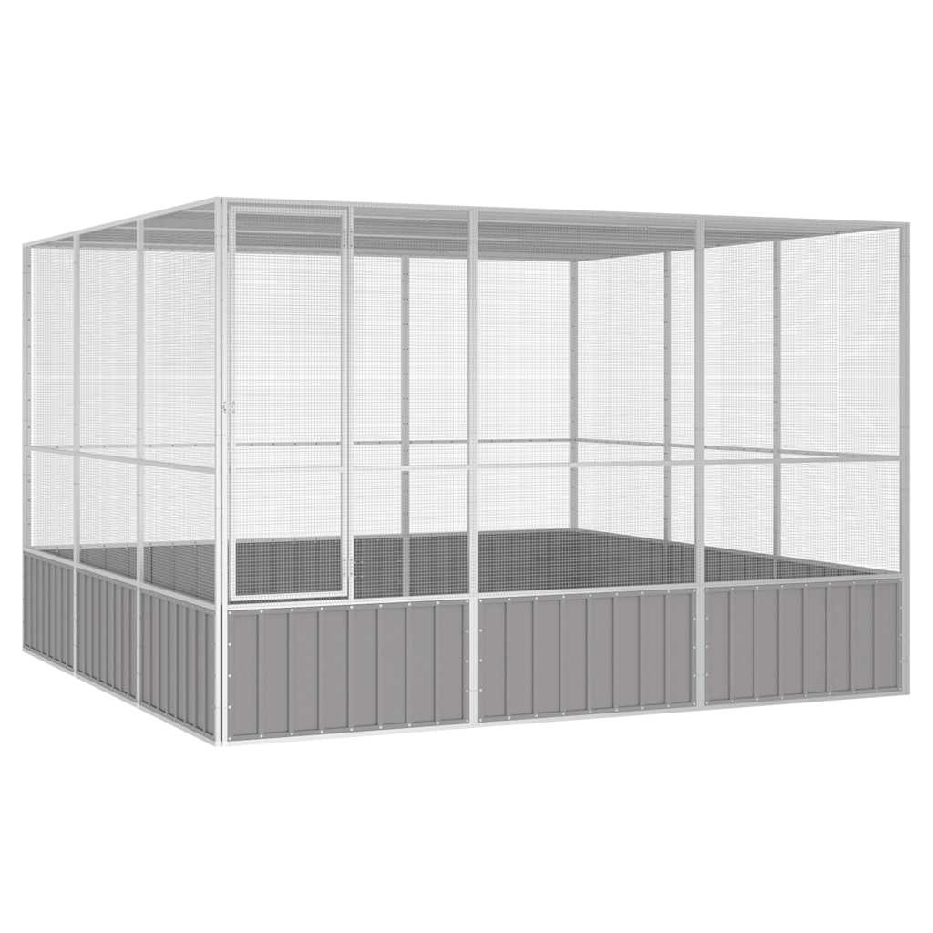 vidaXL Colivie pentru păsări gri 302,5x324,5x211,5 cm oțel galvanizat vidaXL Colivie pentru păsări gri 302,5x324,5x211,5 cm oțel galvanizat