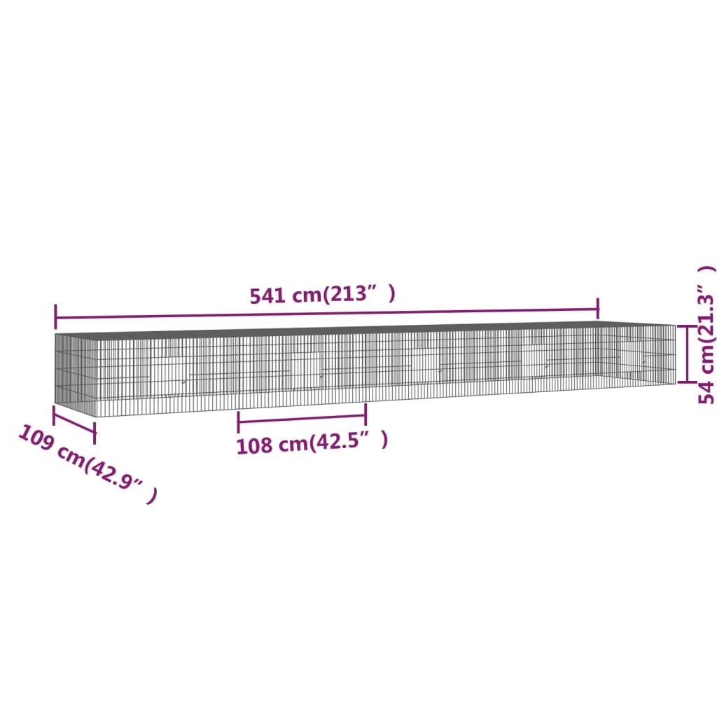vidaXL Cușcă pentru iepuri, 5 panouri, 541x109x54 cm, fier galvanizat vidaXL Cușcă pentru iepuri, 5 panouri, 541x109x54 cm, fier galvanizat