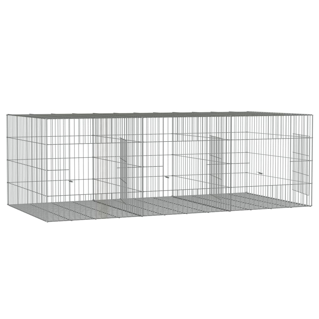 vidaXL Cușcă pentru iepuri, 3 panouri, 163x79x54 cm, fier galvanizat