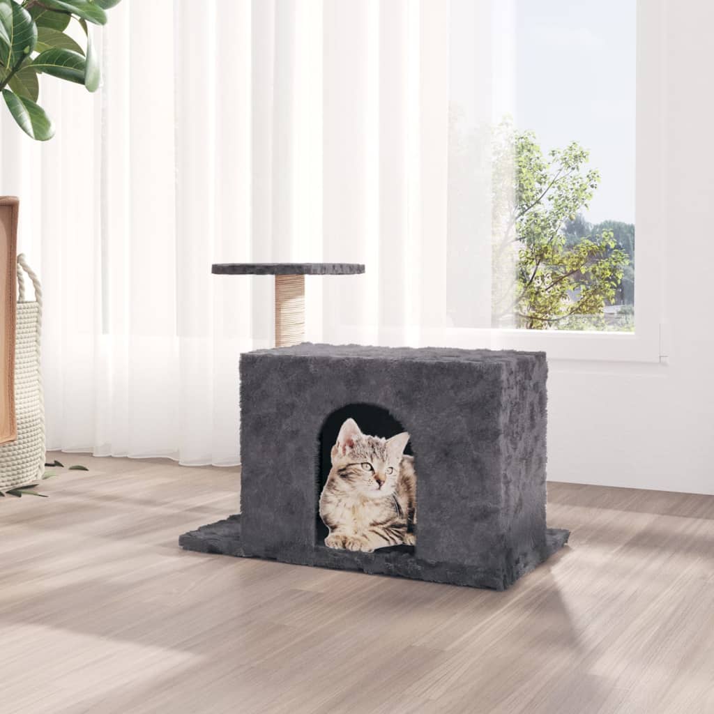 vidaXL Ansamblu pisici cu stâlp din funie de sisal, gri închis, 51 cm vidaXL Ansamblu pisici cu stâlp din funie de sisal, gri închis, 51 cm