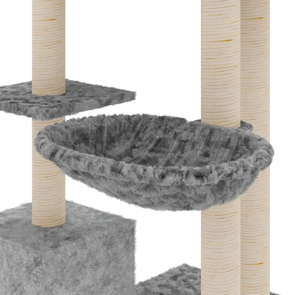 vidaXL Ansamblu pisici cu stâlpi din funie sisal, gri deschis, 142 cm vidaXL Ansamblu pisici cu stâlpi din funie sisal, gri deschis, 142 cm