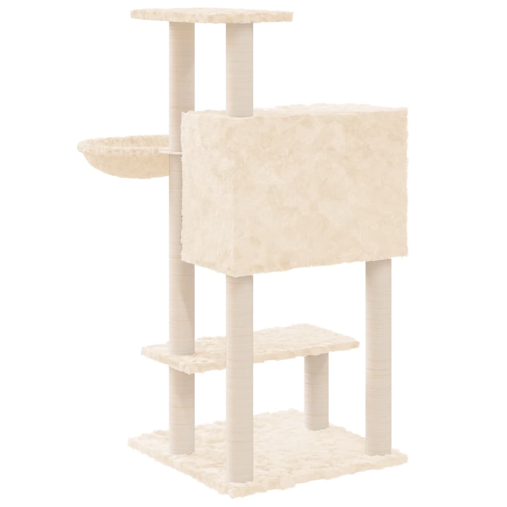 vidaXL Ansamblu de pisici cu stâlpi din funie de sisal, crem, 108,5 cm vidaXL Ansamblu de pisici cu stâlpi din funie de sisal, crem, 108,5 cm