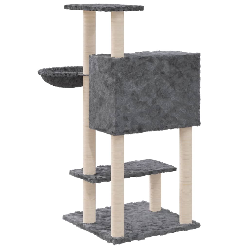 vidaXL Ansamblu pisici, stâlpi din funie sisal, gri închis, 108,5 cm vidaXL Ansamblu pisici, stâlpi din funie sisal, gri închis, 108,5 cm