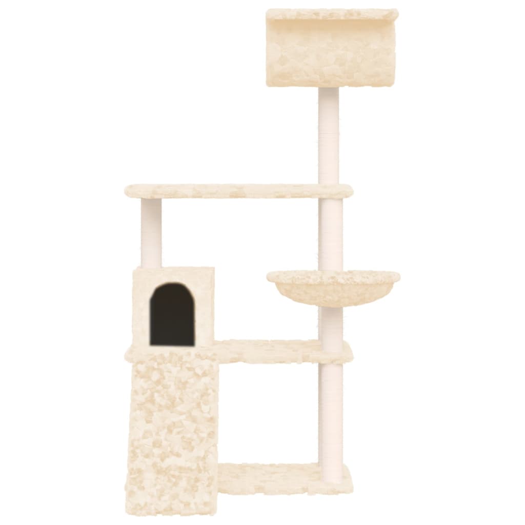 vidaXL Ansamblu de pisici cu stâlpi din funie de sisal, crem, 131 cm vidaXL Ansamblu de pisici cu stâlpi din funie de sisal, crem, 131 cm