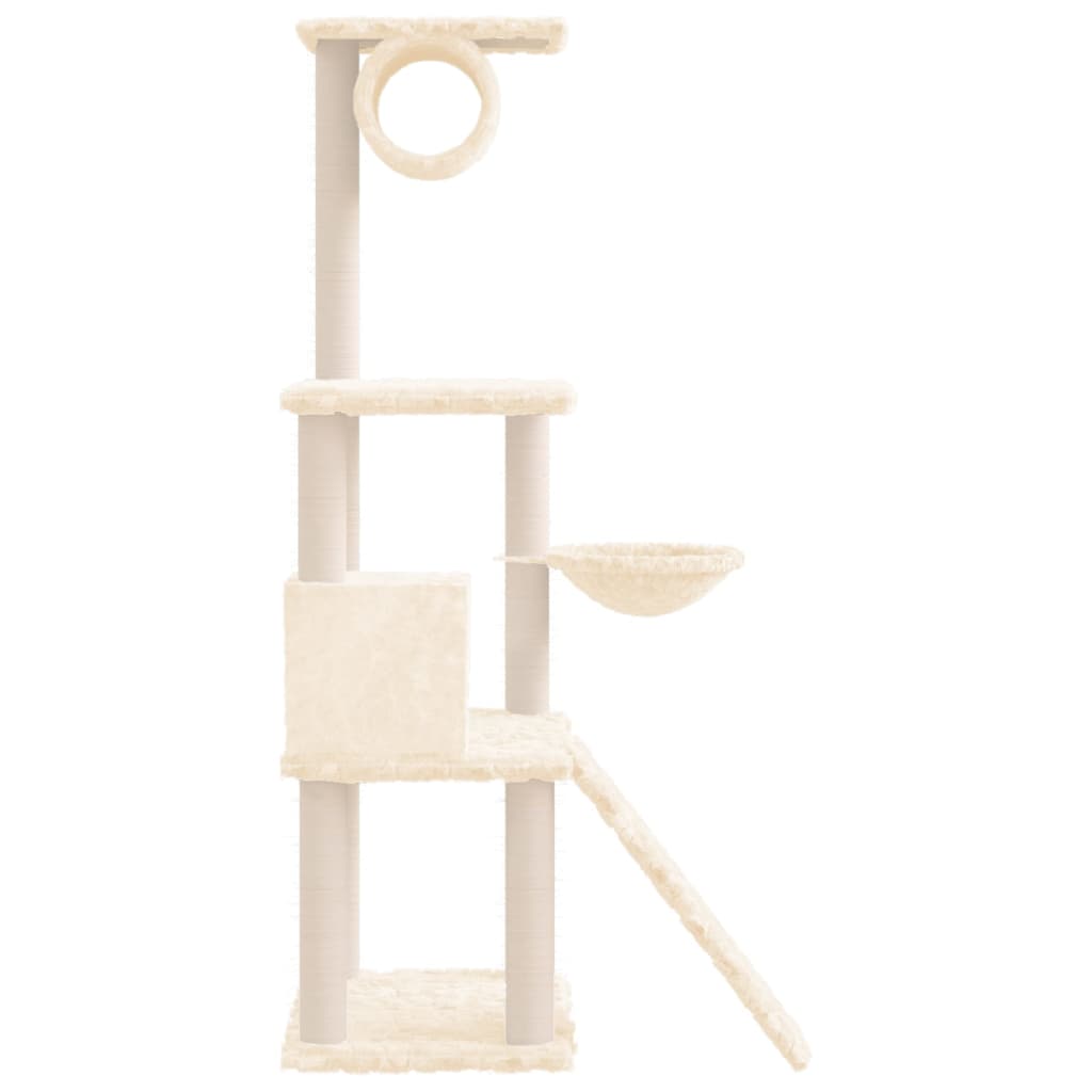 vidaXL Ansamblu de pisici cu stâlpi din funie de sisal, crem, 131 cm vidaXL Ansamblu de pisici cu stâlpi din funie de sisal, crem, 131 cm
