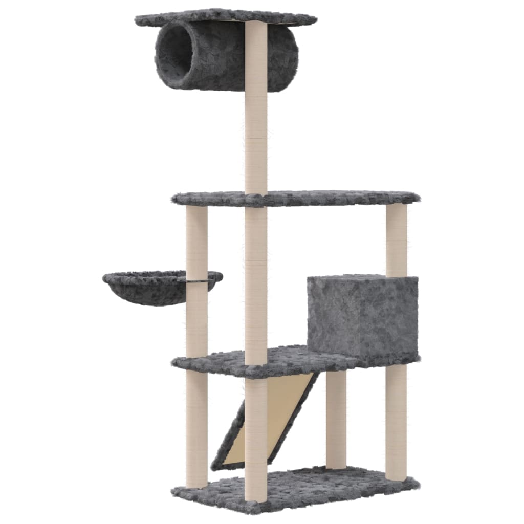 vidaXL Ansamblu de pisici, stâlpi din funie sisal, gri închis, 131 cm vidaXL Ansamblu de pisici, stâlpi din funie sisal, gri închis, 131 cm