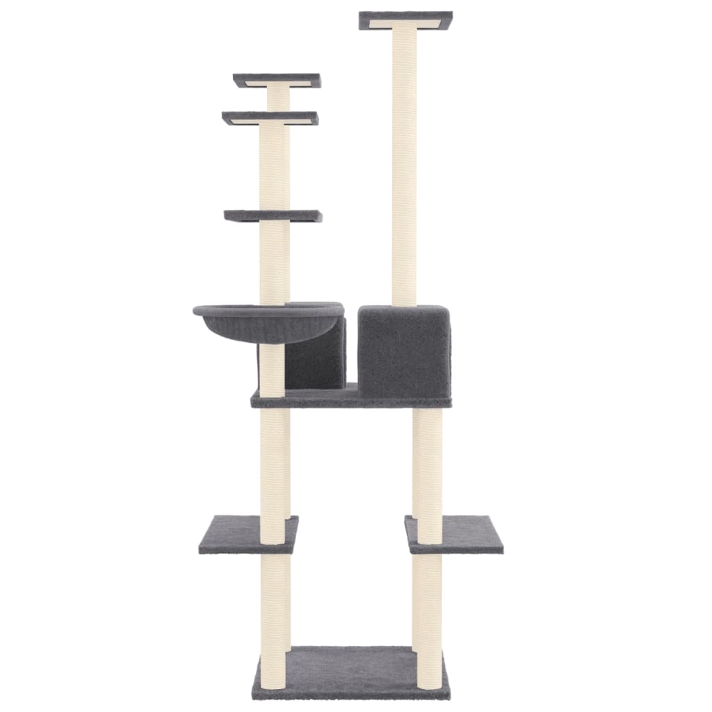vidaXL Ansamblu de pisici, stâlpi din funie sisal, gri închis, 167 cm vidaXL Ansamblu de pisici, stâlpi din funie sisal, gri închis, 167 cm