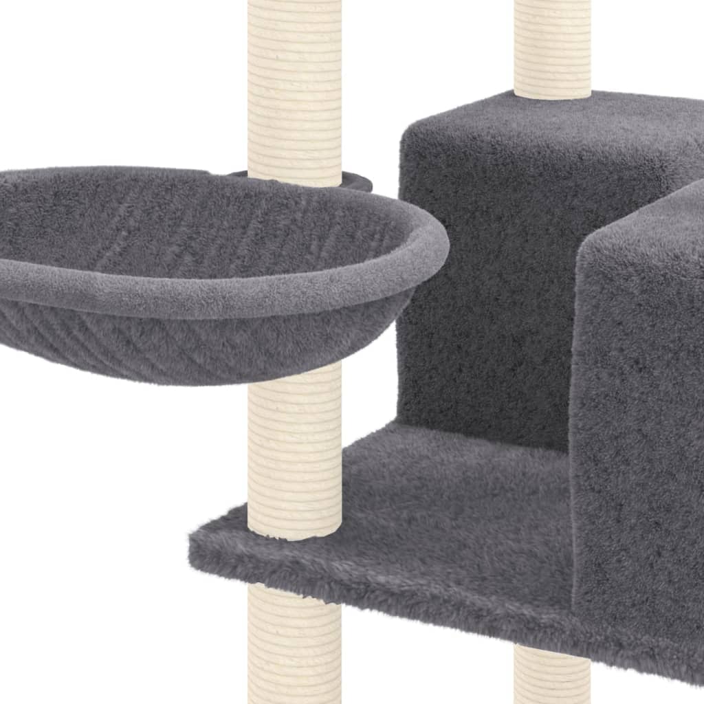 vidaXL Ansamblu de pisici, stâlpi din funie sisal, gri închis, 167 cm vidaXL Ansamblu de pisici, stâlpi din funie sisal, gri închis, 167 cm