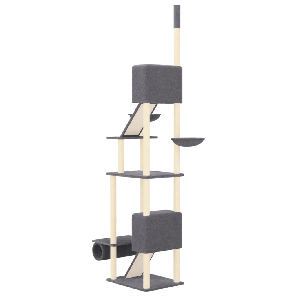 vidaXL Ansamblu pisici din podea până la tavan, gri închis, 277-303 cm vidaXL Ansamblu pisici din podea până la tavan, gri închis, 277-303 cm