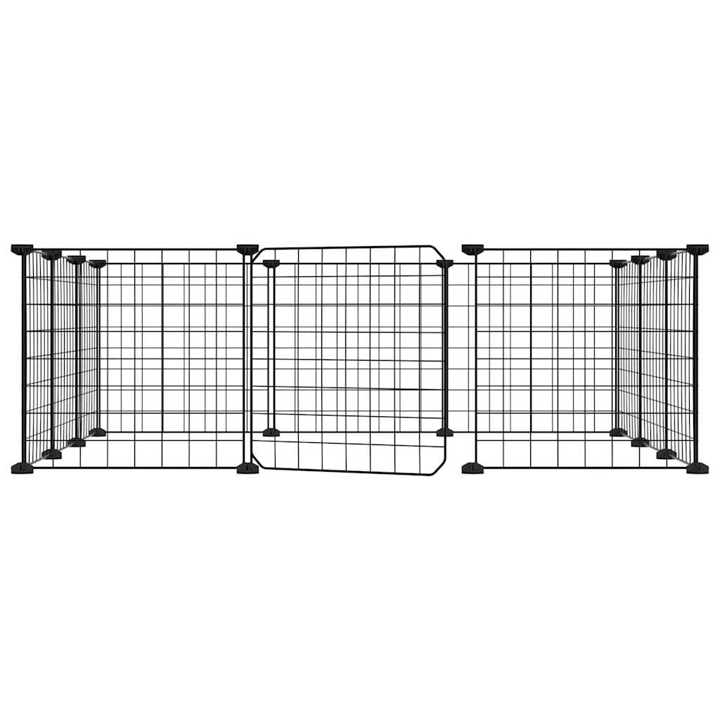 vidaXL Cușcă animale de companie cu ușă 12 panouri negru 35x35 cm oțel vidaXL Cușcă animale de companie cu ușă 12 panouri negru 35x35 cm oțel