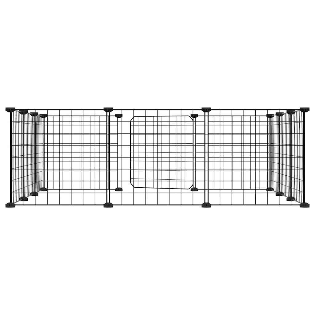 vidaXL Cușcă animale de companie cu ușă 12 panouri negru 35x35 cm oțel vidaXL Cușcă animale de companie cu ușă 12 panouri negru 35x35 cm oțel