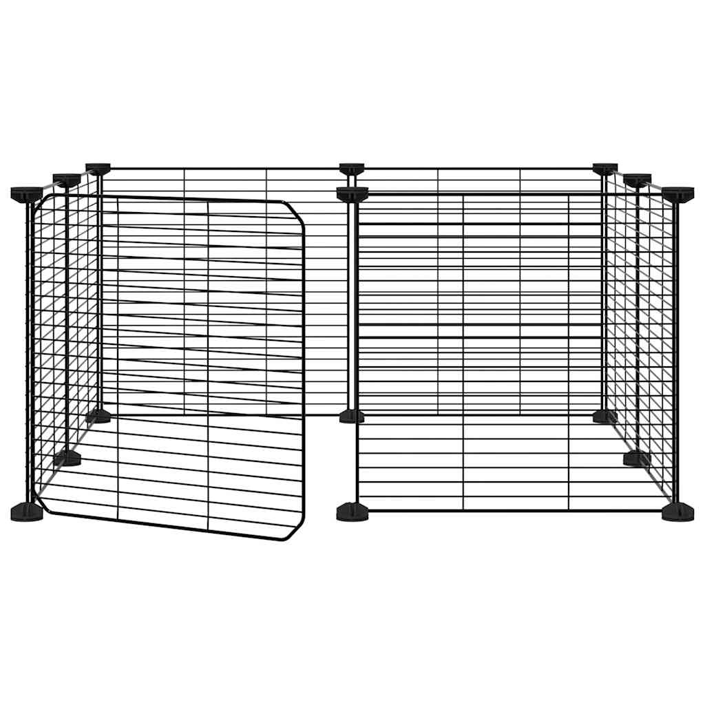 vidaXL Cușcă animale de companie cu ușă, 8 panouri, negru 35x35cm oțel vidaXL Cușcă animale de companie cu ușă, 8 panouri, negru 35x35cm oțel