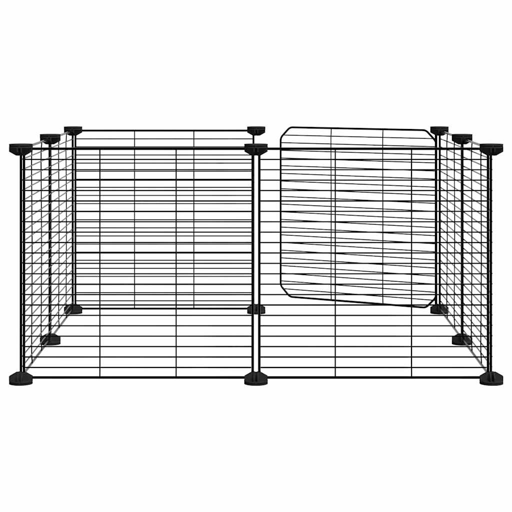 vidaXL Cușcă animale de companie cu ușă, 8 panouri, negru 35x35cm oțel vidaXL Cușcă animale de companie cu ușă, 8 panouri, negru 35x35cm oțel
