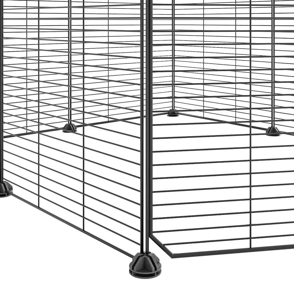 vidaXL Cușcă animale de companie cu ușă, 8 panouri, negru 35x35cm oțel vidaXL Cușcă animale de companie cu ușă, 8 panouri, negru 35x35cm oțel