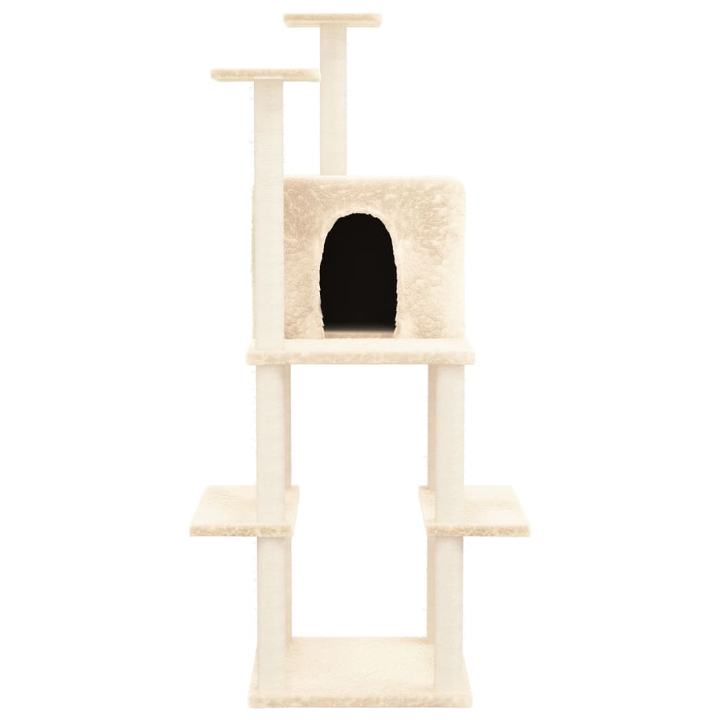 vidaXL Ansamblu de pisici cu stâlpi din funie de sisal, crem, 144,5 cm vidaXL Ansamblu de pisici cu stâlpi din funie de sisal, crem, 144,5 cm