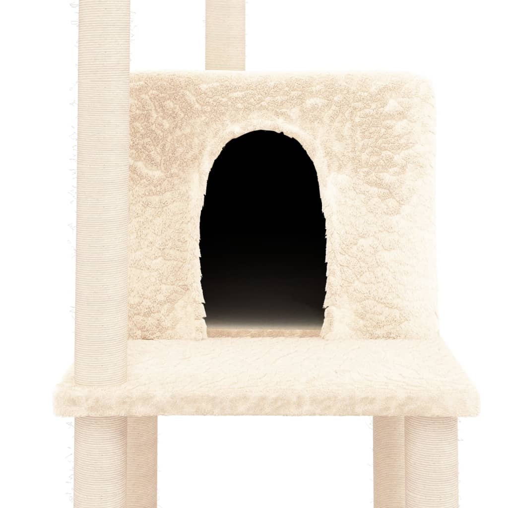 vidaXL Ansamblu de pisici cu stâlpi din funie de sisal, crem, 144,5 cm vidaXL Ansamblu de pisici cu stâlpi din funie de sisal, crem, 144,5 cm