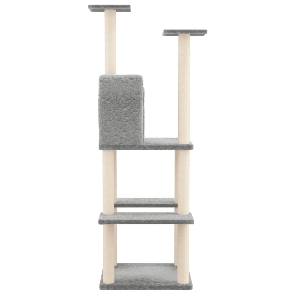 vidaXL Ansamblu pisici, stâlpi din funie sisal, gri deschis, 144,5 cm vidaXL Ansamblu pisici, stâlpi din funie sisal, gri deschis, 144,5 cm