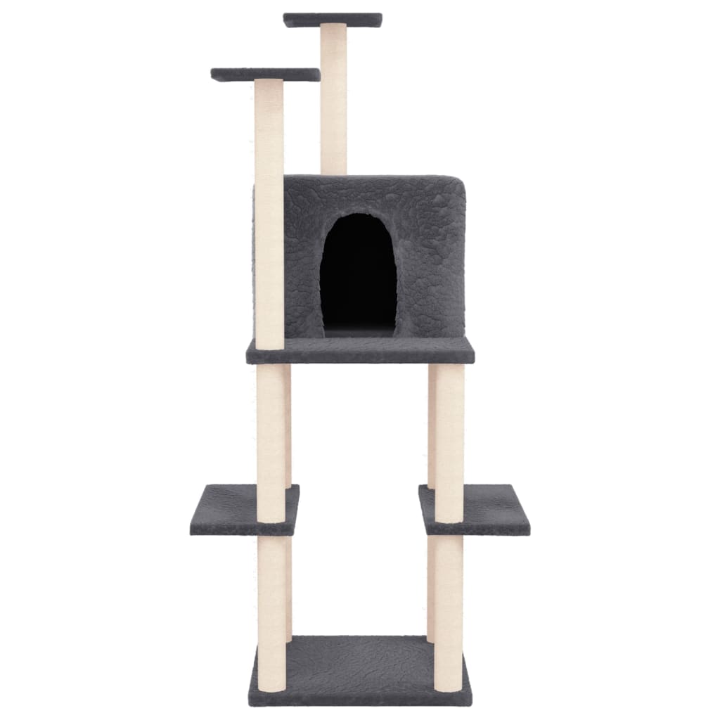 vidaXL Ansamblu de pisici, stâlpi din funie sisal, gri închis 144,5 cm vidaXL Ansamblu de pisici, stâlpi din funie sisal, gri închis 144,5 cm