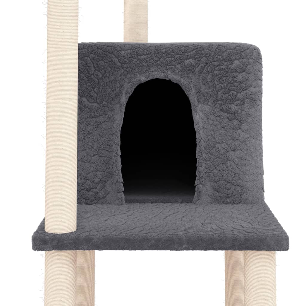 vidaXL Ansamblu de pisici, stâlpi din funie sisal, gri închis 144,5 cm vidaXL Ansamblu de pisici, stâlpi din funie sisal, gri închis 144,5 cm
