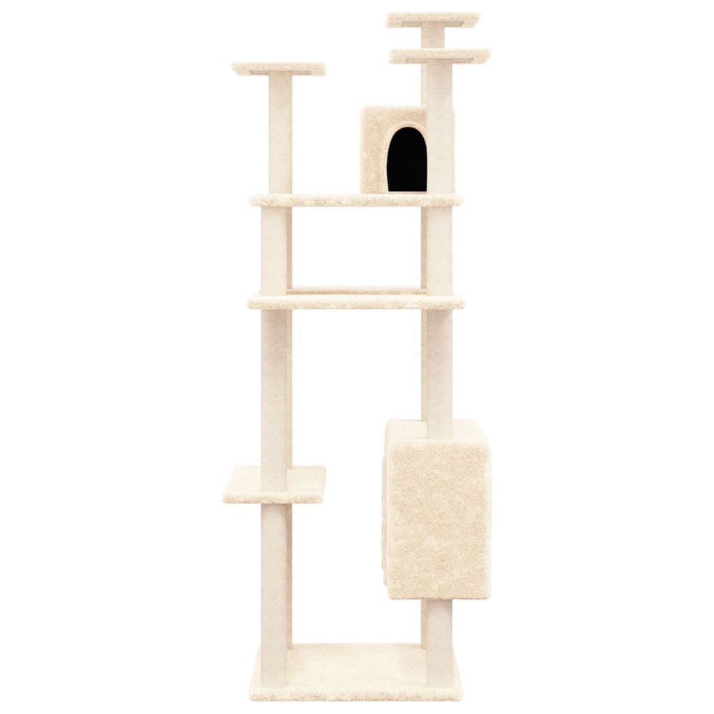 vidaXL Ansamblu de pisici cu stâlpi din funie de sisal, crem, 162 cm vidaXL Ansamblu de pisici cu stâlpi din funie de sisal, crem, 162 cm