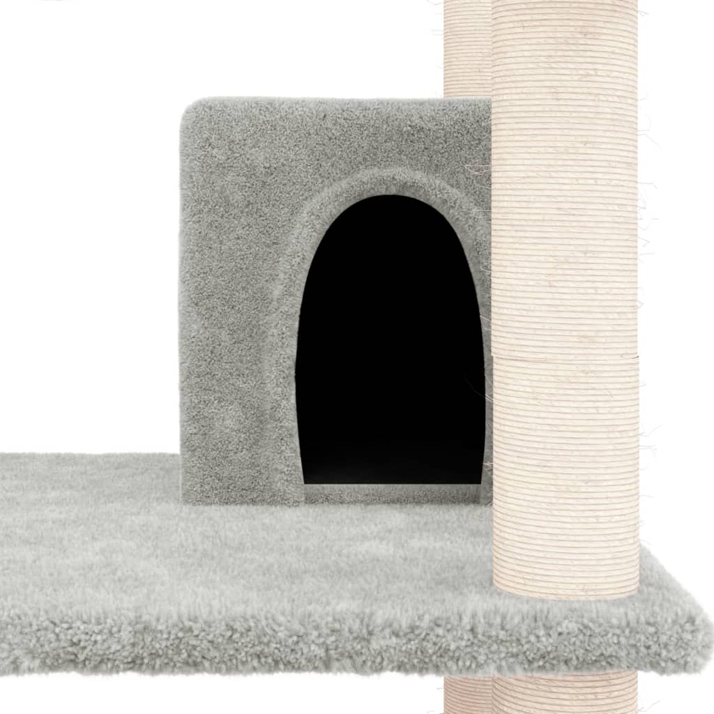 vidaXL Ansamblu de pisici, stâlpi din funie sisal, gri deschis, 162 cm vidaXL Ansamblu de pisici, stâlpi din funie sisal, gri deschis, 162 cm
