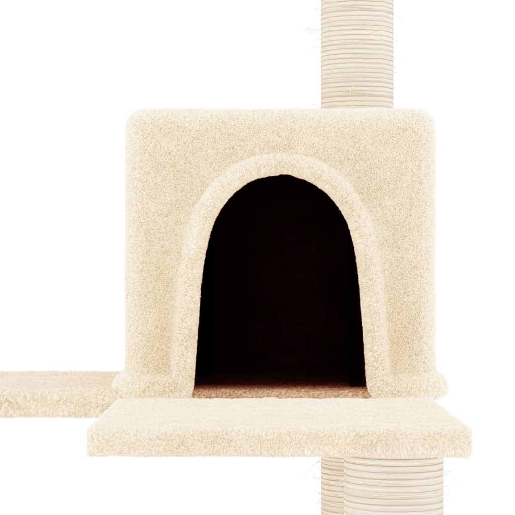 vidaXL Ansamblu de pisici cu stâlpi din funie de sisal, crem, 153 cm vidaXL Ansamblu de pisici cu stâlpi din funie de sisal, crem, 153 cm