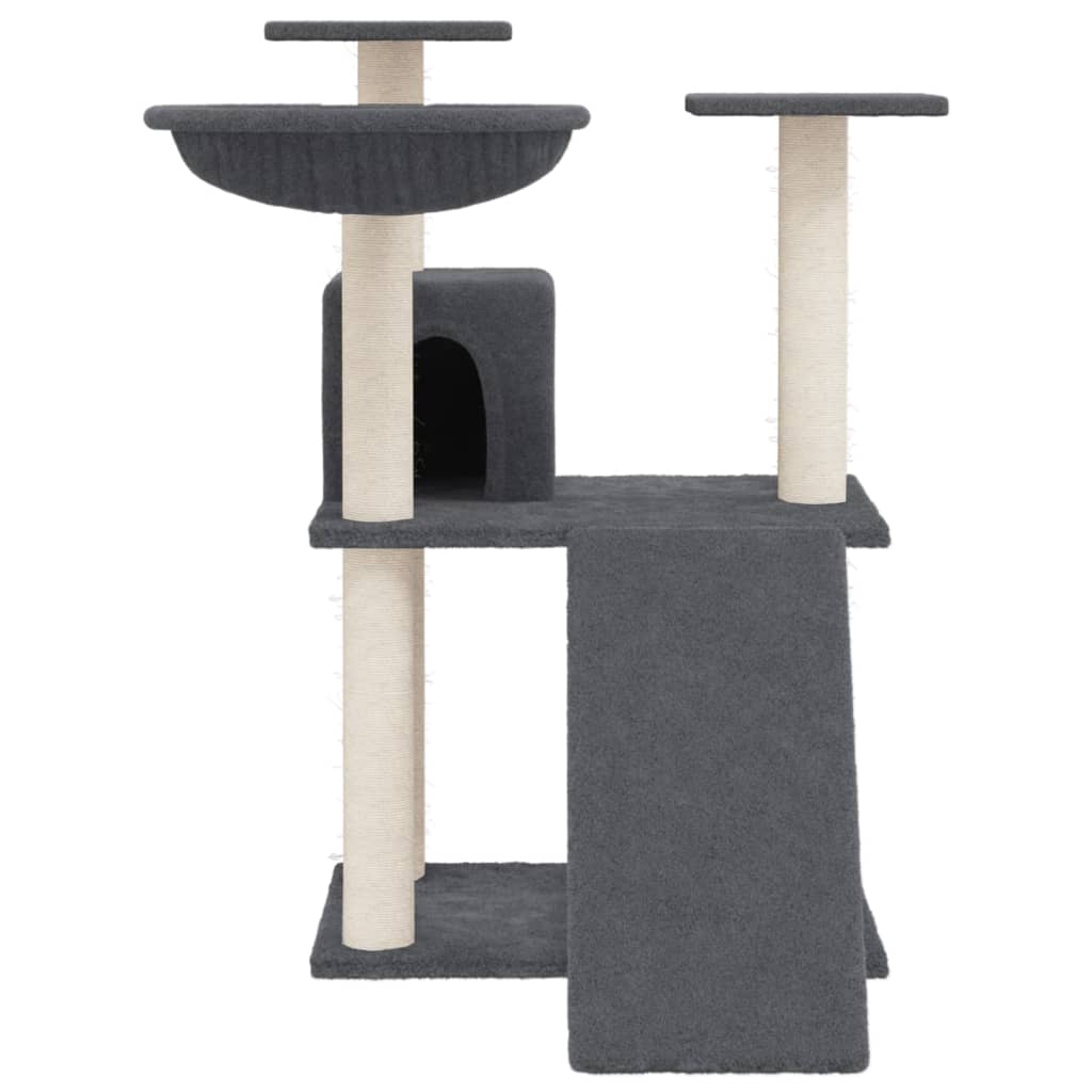 vidaXL Ansamblu pisici cu stâlpi din funie sisal, gri închis, 83 cm vidaXL Ansamblu pisici cu stâlpi din funie sisal, gri închis, 83 cm