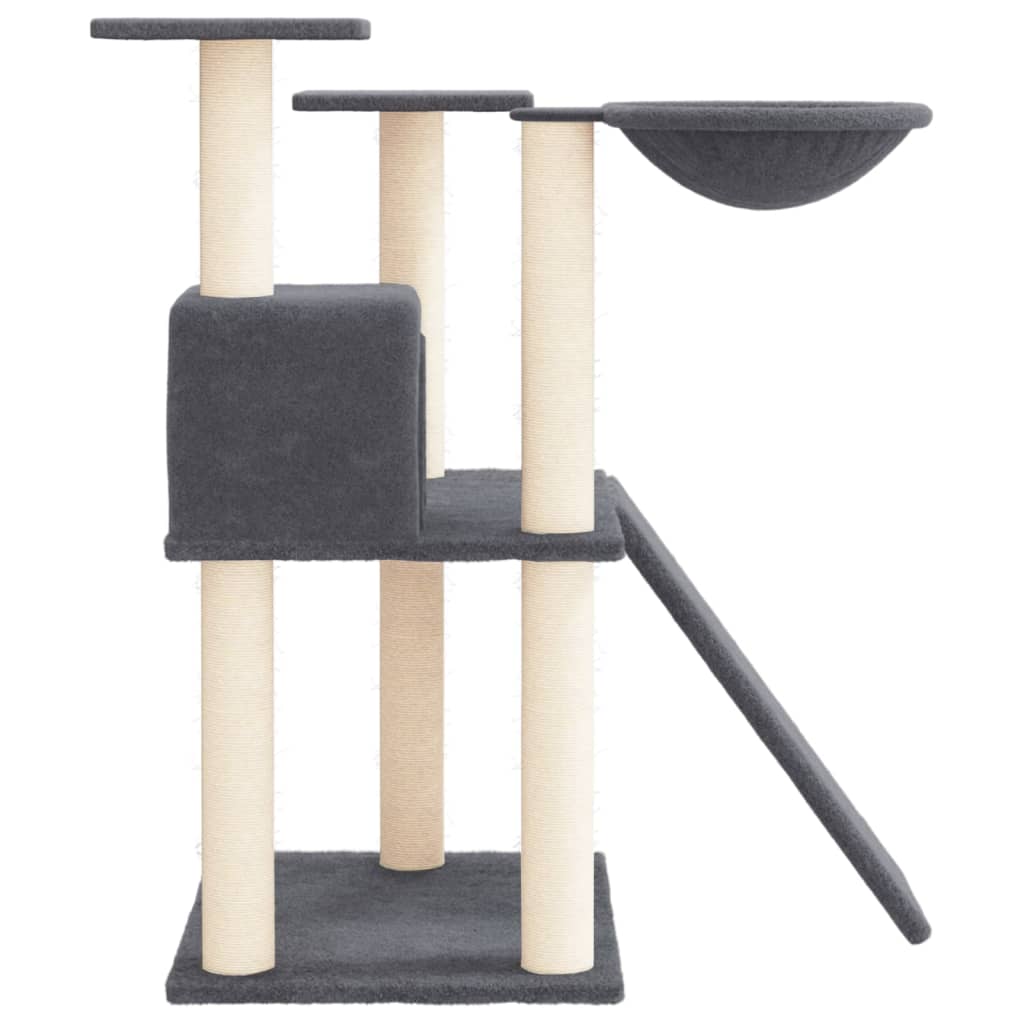 vidaXL Ansamblu pisici cu stâlpi din funie sisal, gri închis, 83 cm vidaXL Ansamblu pisici cu stâlpi din funie sisal, gri închis, 83 cm