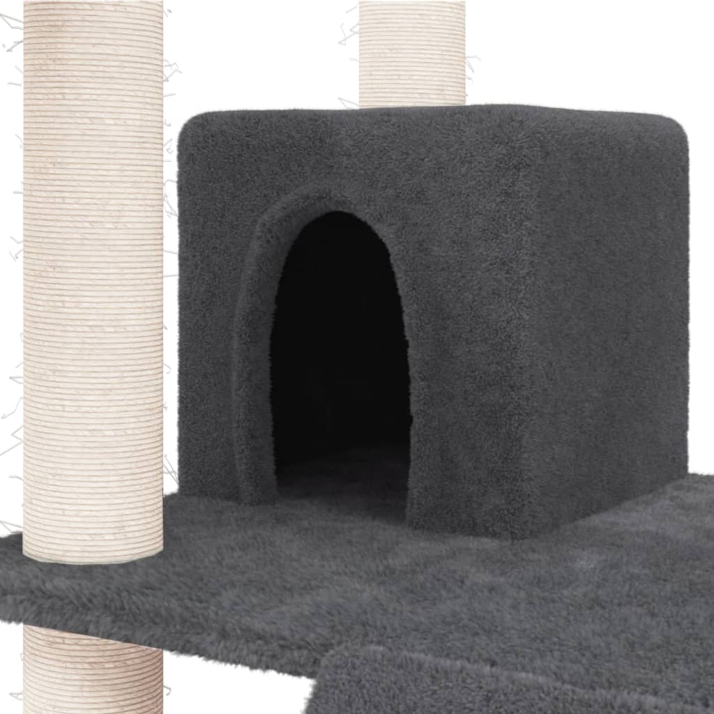 vidaXL Ansamblu pisici cu stâlpi din funie sisal, gri închis, 83 cm vidaXL Ansamblu pisici cu stâlpi din funie sisal, gri închis, 83 cm