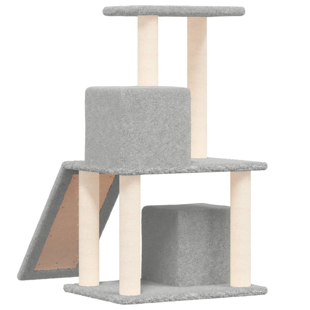 vidaXL Ansamblu de pisici, stâlpi din funie sisal, gri deschis, 82 cm