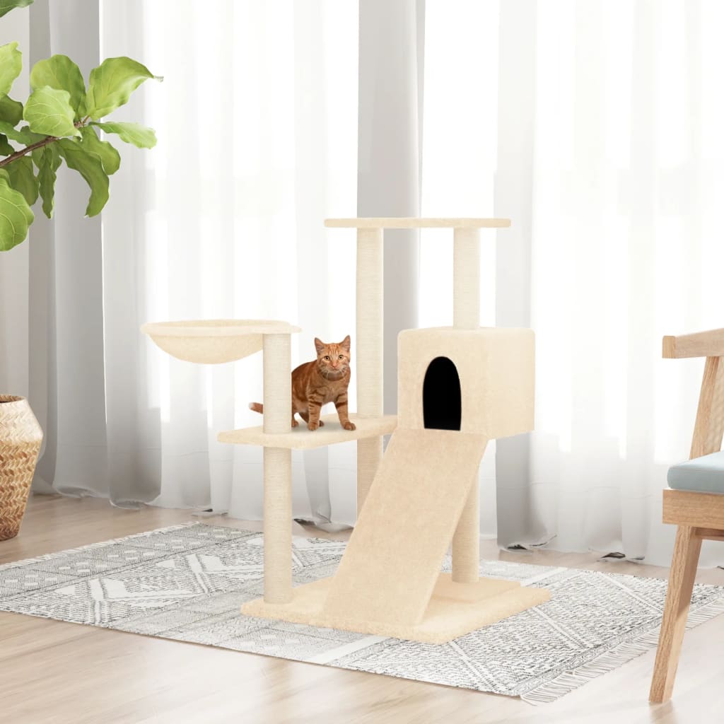 vidaXL Ansamblu de pisici cu stâlpi din funie de sisal, crem, 82 cm vidaXL Ansamblu de pisici cu stâlpi din funie de sisal, crem, 82 cm