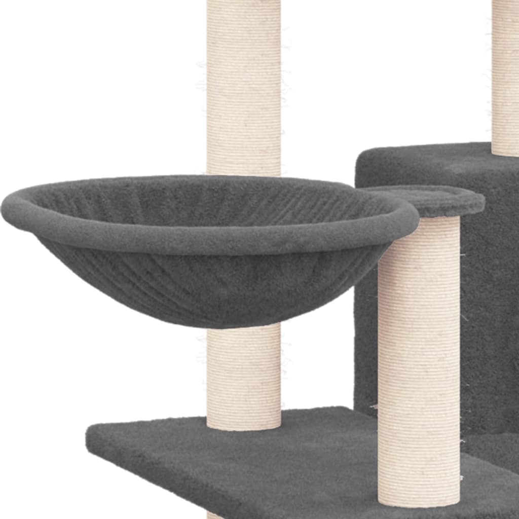 vidaXL Ansamblu pisici cu stâlpi din funie sisal, gri închis, 82 cm vidaXL Ansamblu pisici cu stâlpi din funie sisal, gri închis, 82 cm